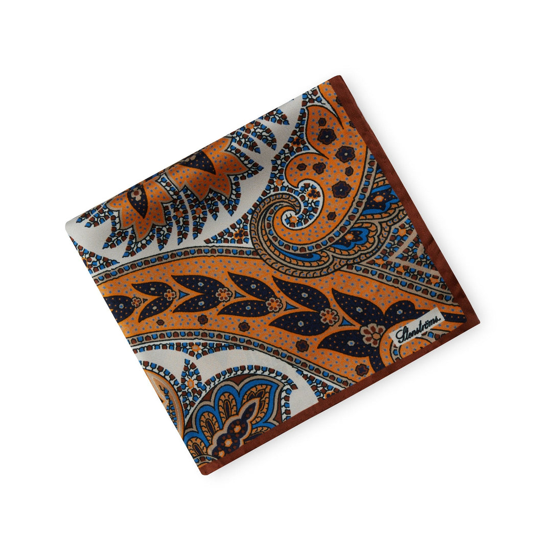Orange Paisley Silk Hankie - Stenströms