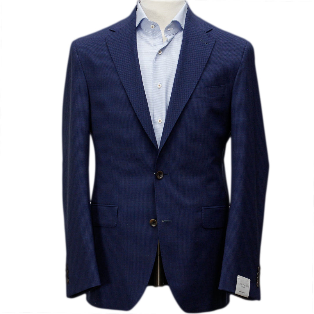 Blue Micro Check Dallas Contemporary Fit Unconstructed Wool Suit - Jack Victor - Boutique Jacques Last Call