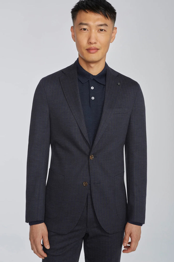 Navy Stripe Hartford Contemporary Fit Loro Piana Knit Suit - Jack Victor - Boutique Jacques Last Call