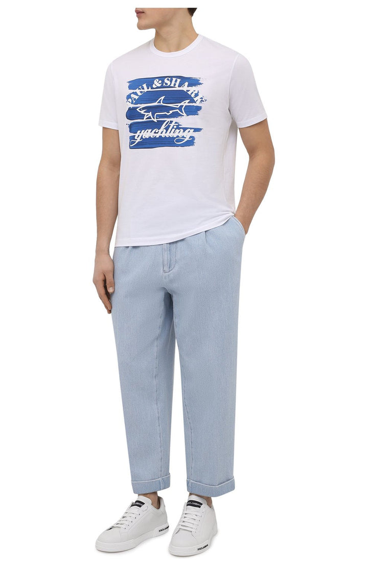 White Paul & Shark Pima Cotton Crew Neck T-Shirt - Boutique Jacques Last Call