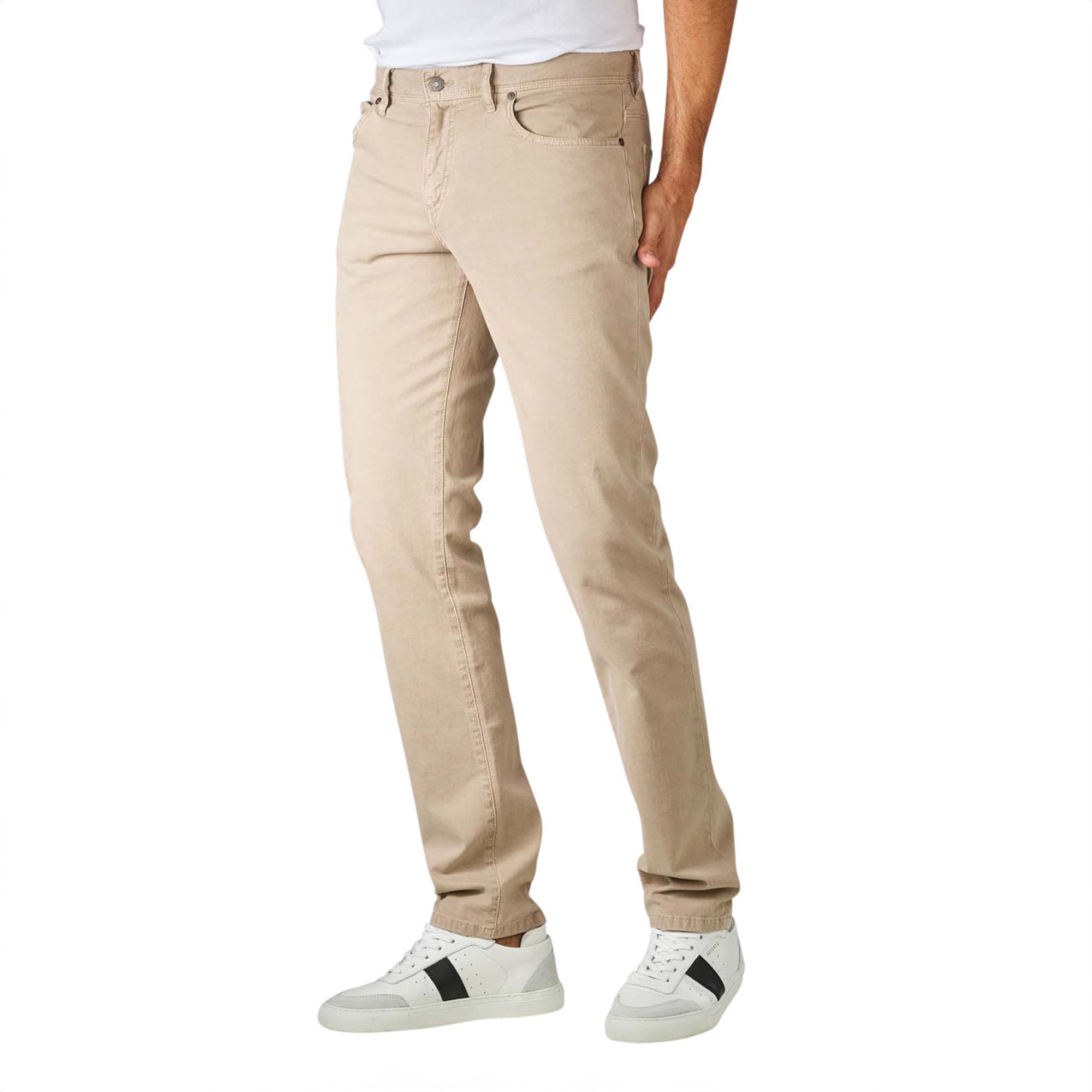 Beige Pipe Regular Fit Cotton Twill Pants - ALBERTO