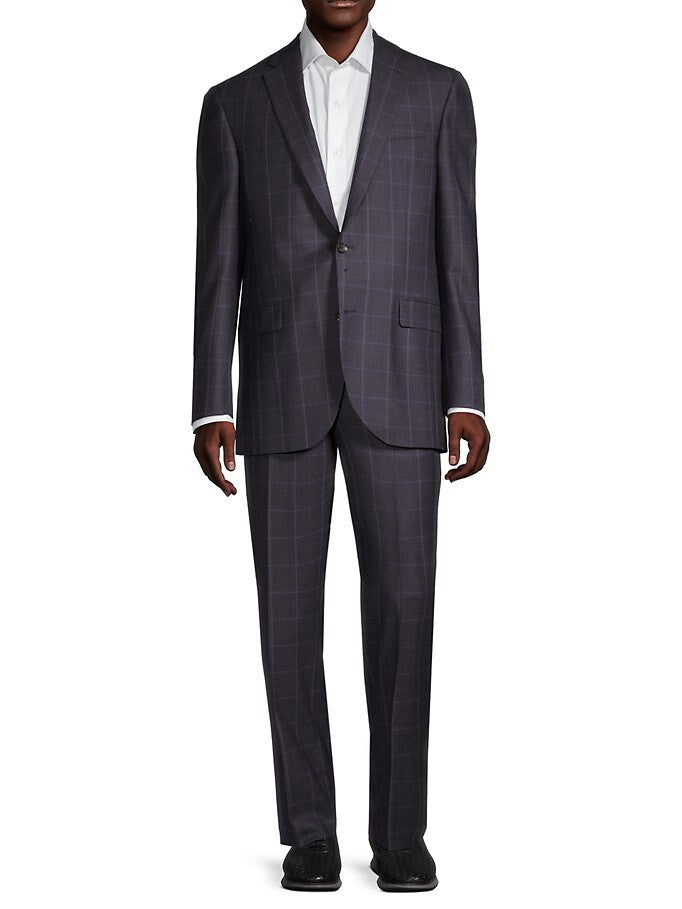 Maroon Windowpane Check - Ink Slim Fit - Boutique Jacques Last Call