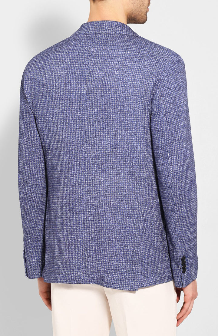Blue Houndstooth Cotton Unconstructed Contemporary Fit Sport Coat L.B.M 1911 - Boutique Jacques Last Call