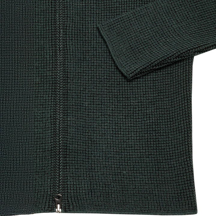 Forest Green Merino Wool Full-Zip Sweater - Phil Petter