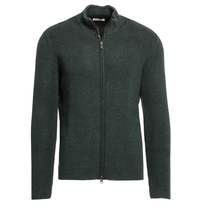 Forest Green Merino Wool Full-Zip Sweater - Phil Petter
