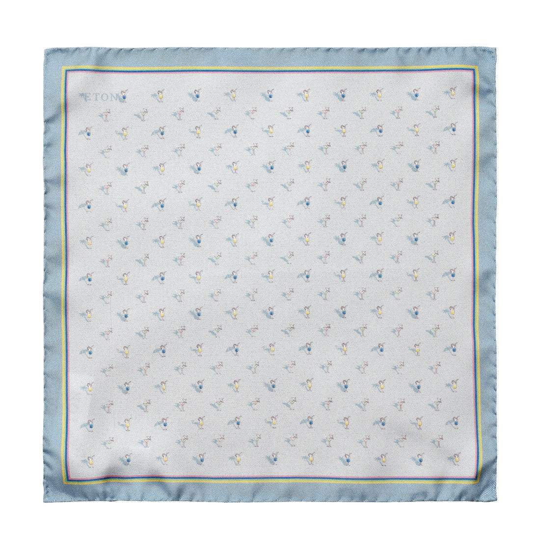 Light Blue Cocktail Motif Silk Pocket Square - ETON
