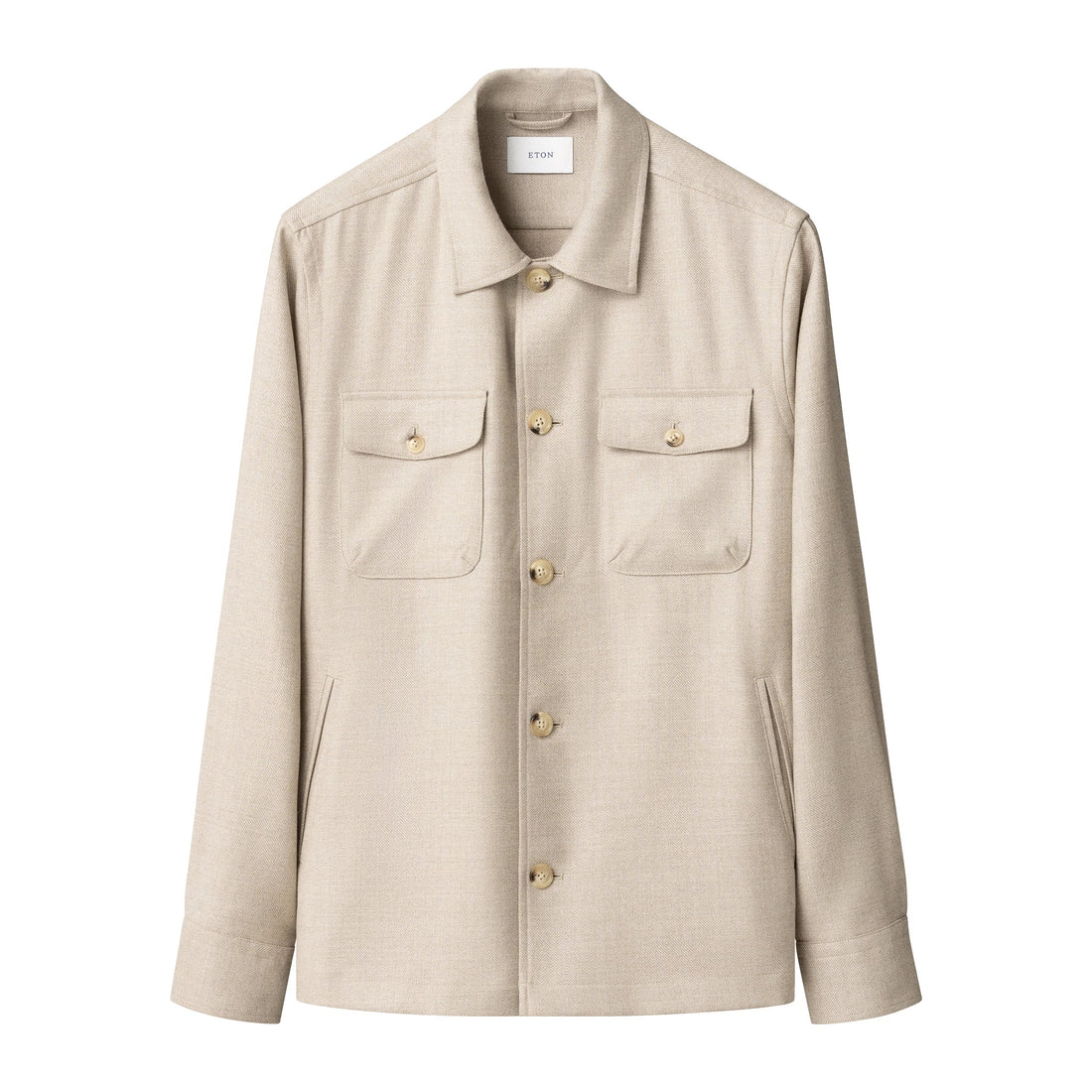 Beige Four Pocket Wool-Cashmere Overshirt - ETON