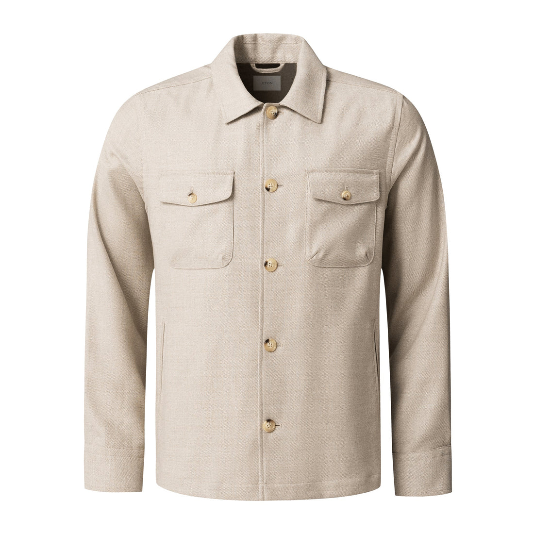 Beige Four Pocket Wool-Cashmere Overshirt - ETON