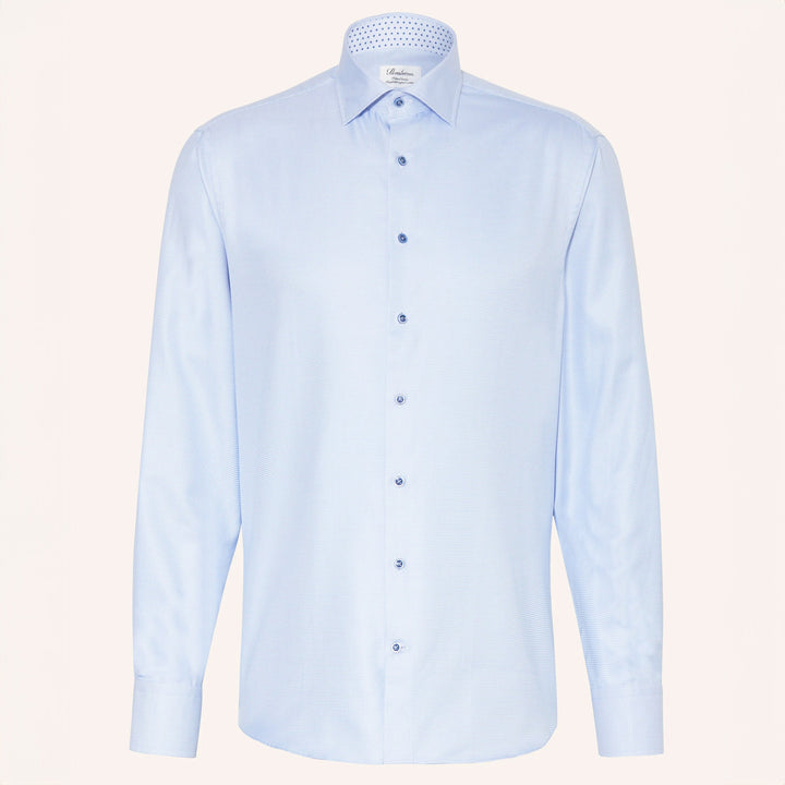 Light Blue w/ Contrast Buttons & Trim Fitted Body Shirt - Stenströms