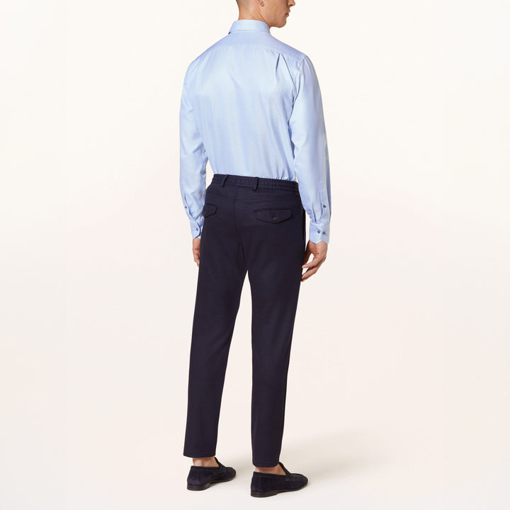Light Blue w/ Contrast Buttons & Trim Fitted Body Shirt - Stenströms