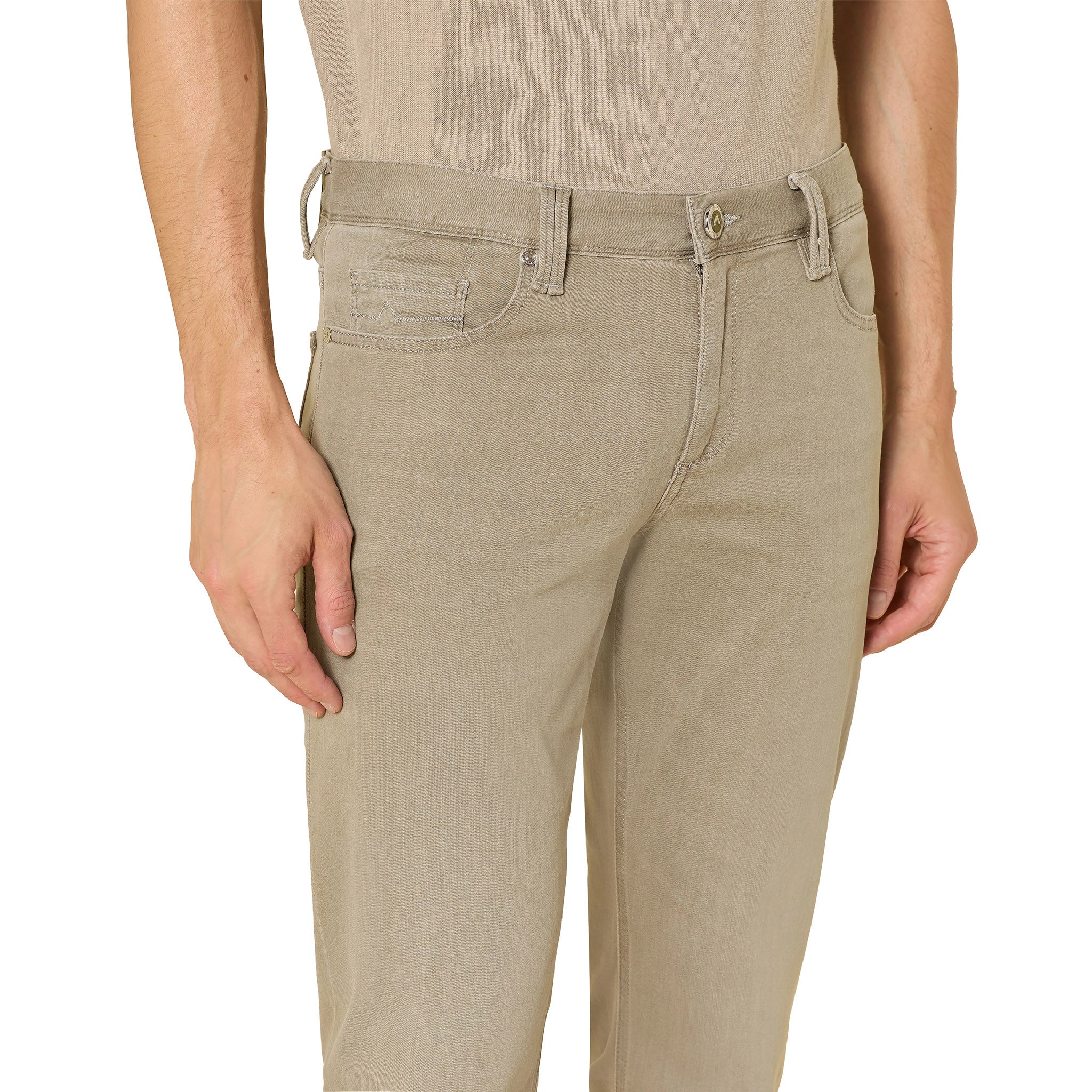 Sage Green Premium Regular Fit Soft Ultralight Five Pocket Pants - ALBERTO - Boutique Jacques International