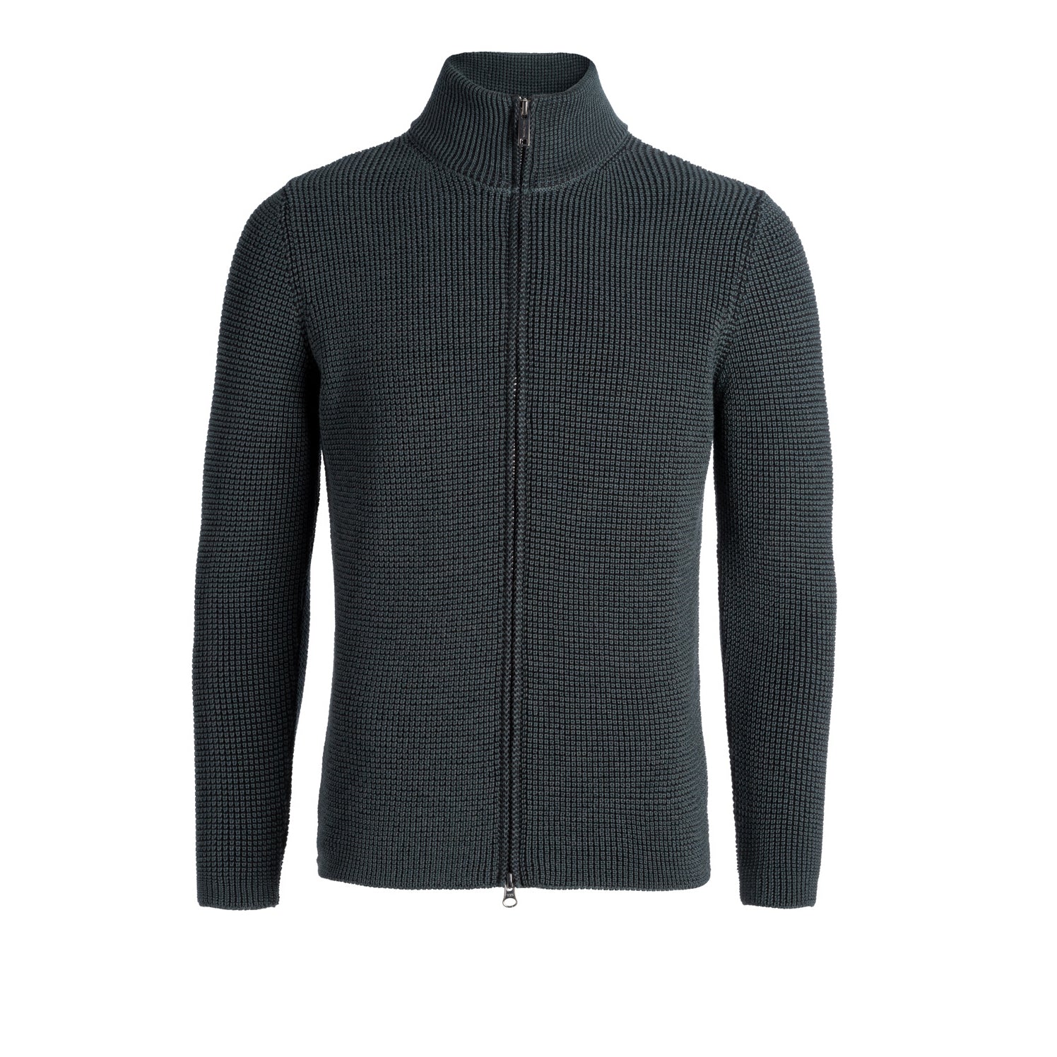 Forest Green Merino Wool Full-Zip Sweater - Phil Petter - Boutique Jacques Last Call