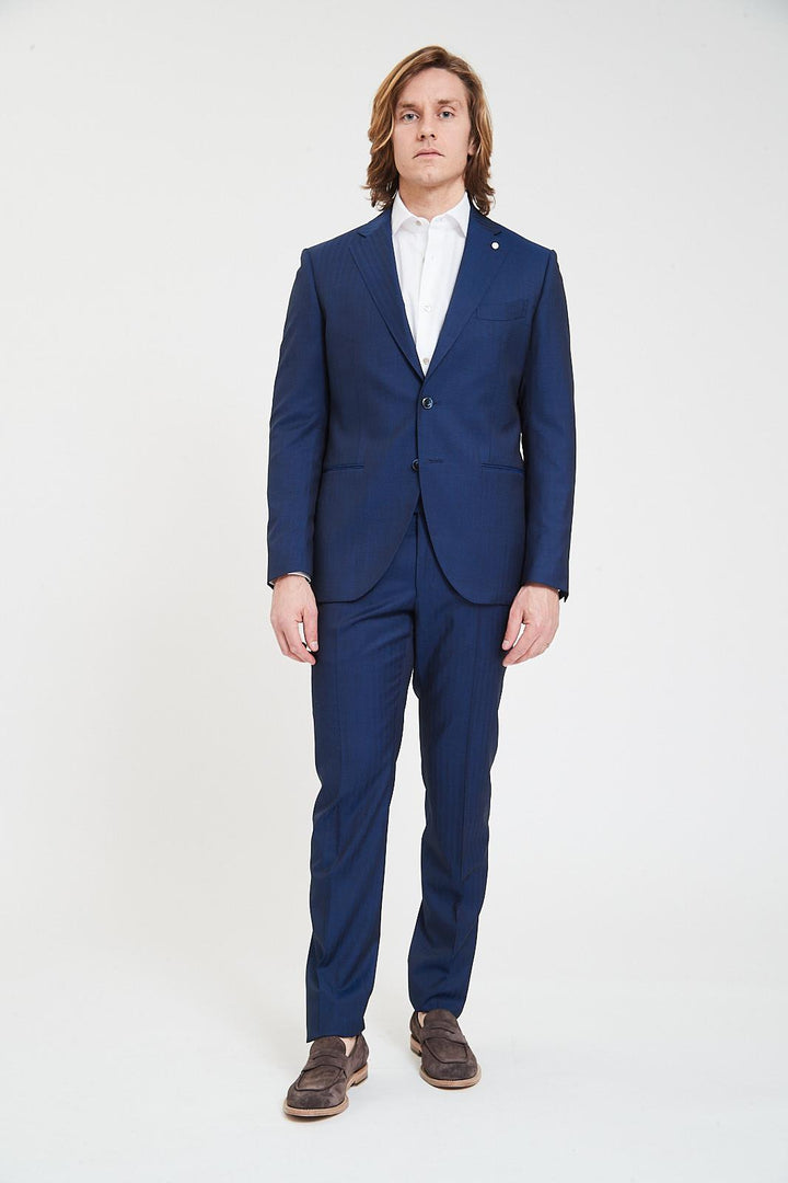 Blue Tone on Tone Wool Suit - Luigi Bianchi Mantova - Boutique Jacques Last Call