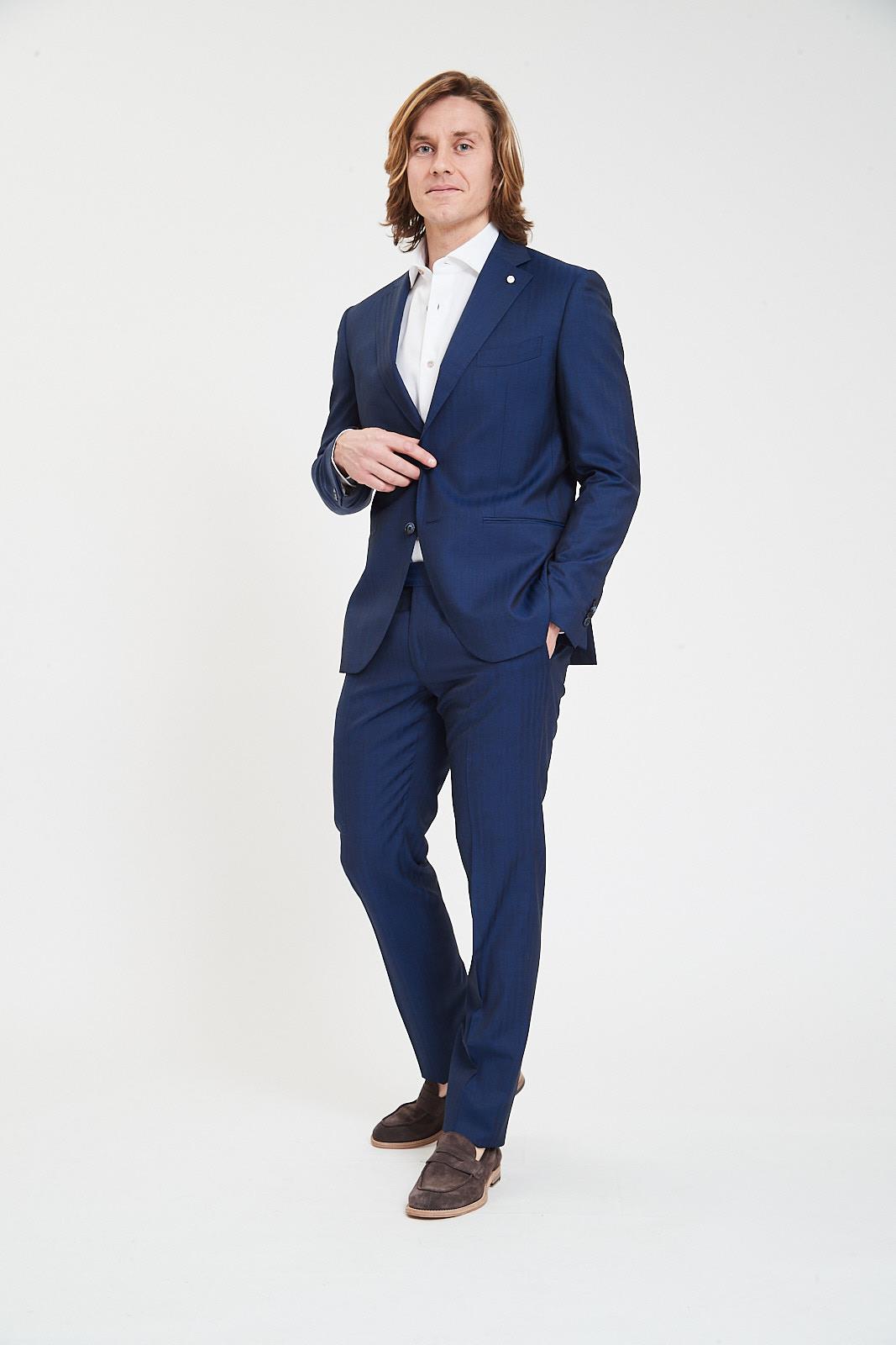 Blue Tone on Tone Wool Suit - Luigi Bianchi Mantova - Boutique Jacques Last Call