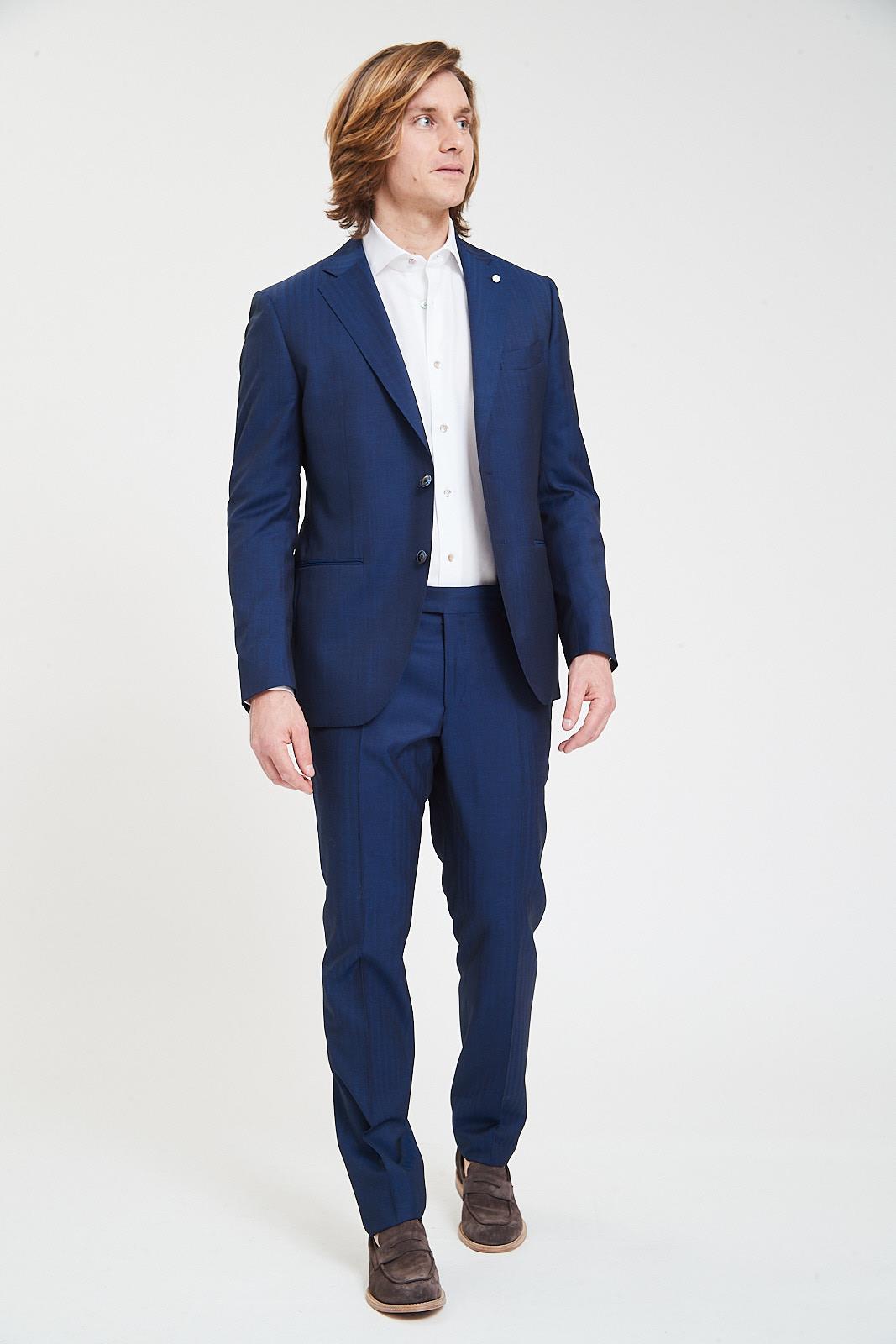 Blue Tone on Tone Wool Suit - Luigi Bianchi Mantova - Boutique Jacques Last Call
