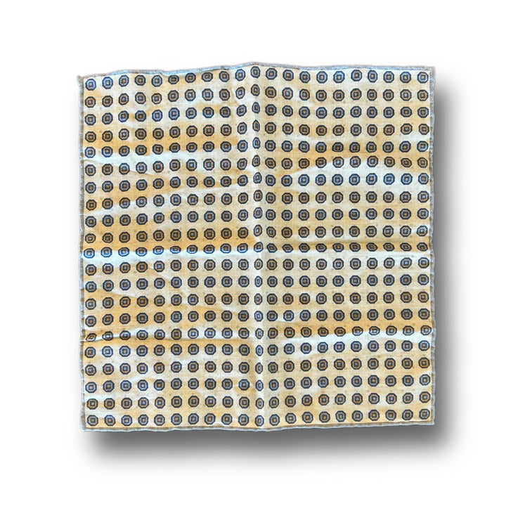 Off-White Medallion Geometric Print Wool-Cotton Reversible Hankie - Paolo Albizzati