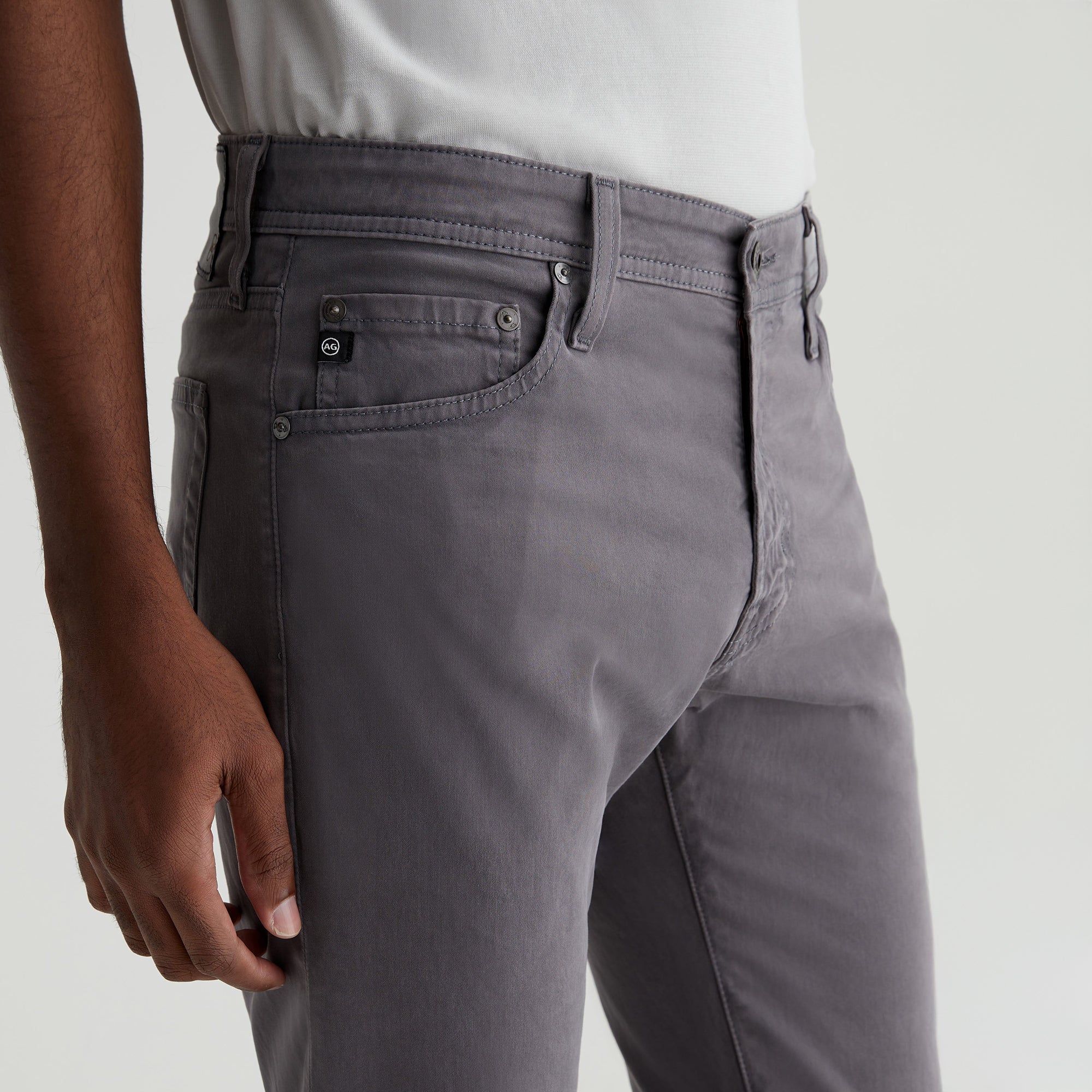 Dylan Slim Folkstone Grey Sueded Pants - AG