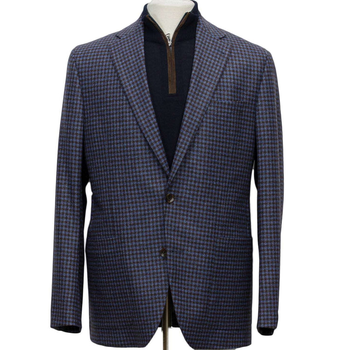 Blue and Brown Microcheck Morton Contemporary Fit Sport Coat - Jack Victor