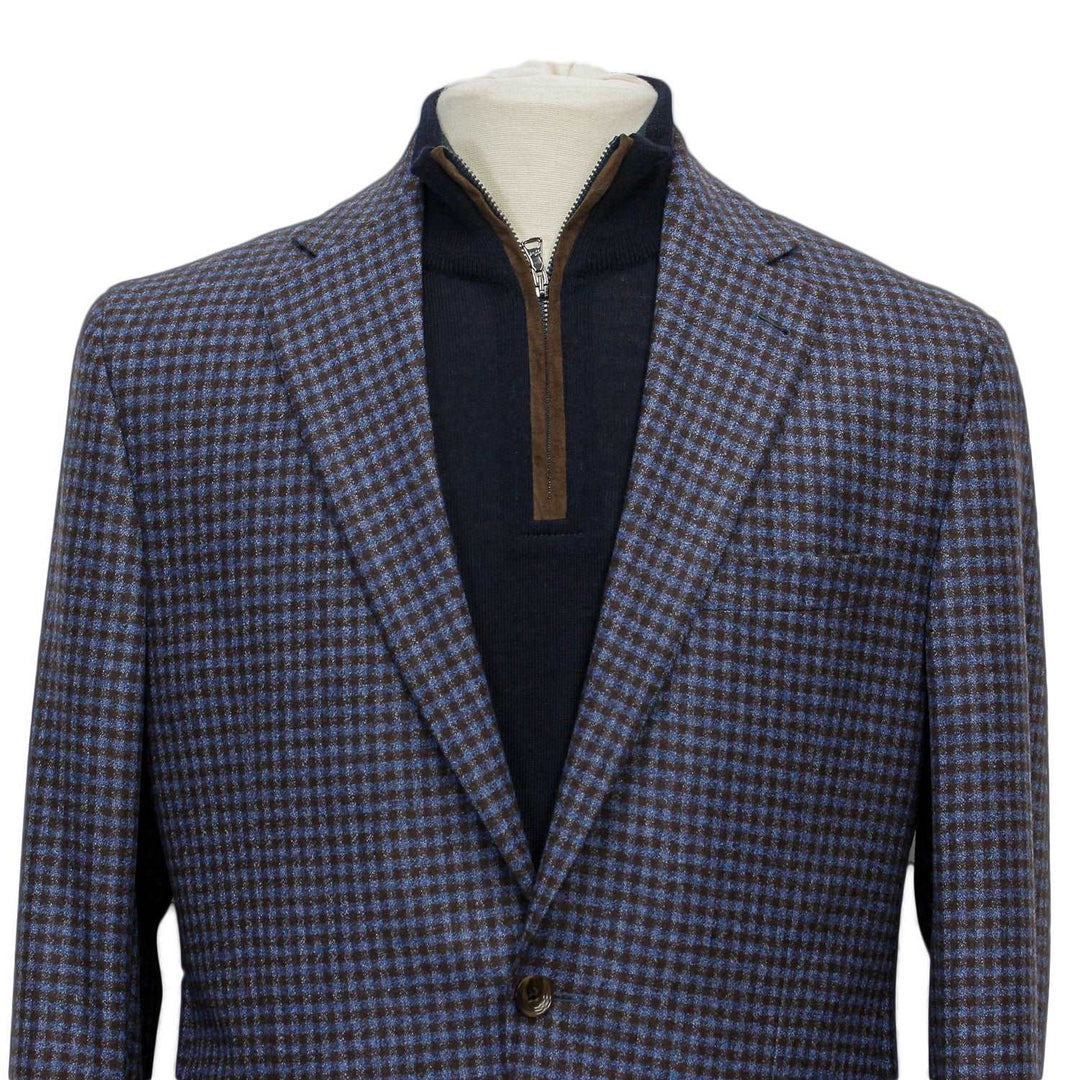Blue and Brown Microcheck Morton Contemporary Fit Sport Coat - Jack Victor