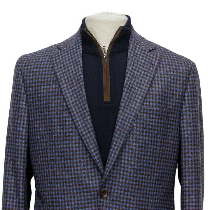 Blue and Brown Microcheck Morton Contemporary Fit Sport Coat - Jack Victor