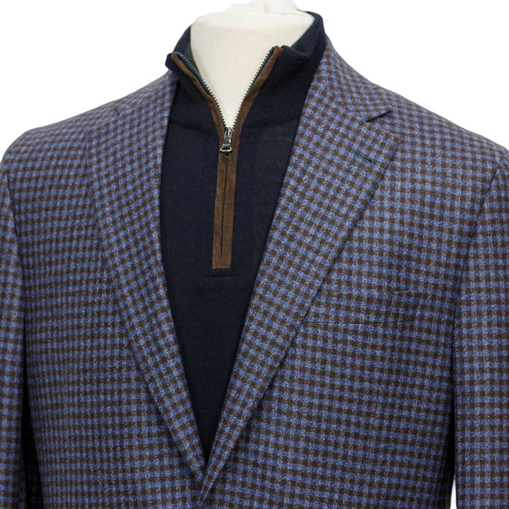 Blue and Brown Microcheck Morton Contemporary Fit Sport Coat - Jack Victor