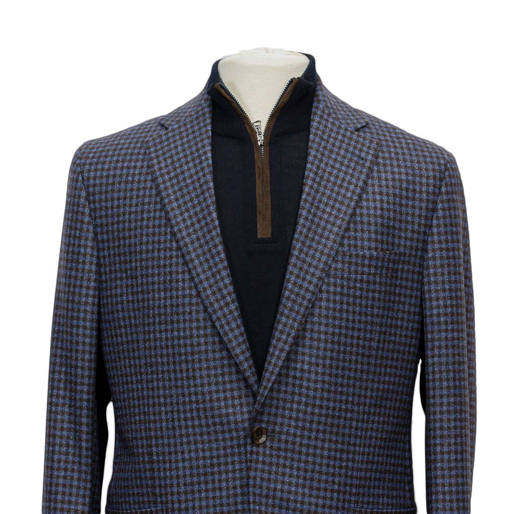Blue and Brown Microcheck Morton Contemporary Fit Sport Coat - Jack Victor