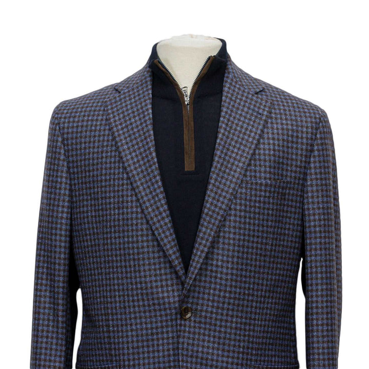 Blue and Brown Microcheck Morton Contemporary Fit Sport Coat - Jack Victor