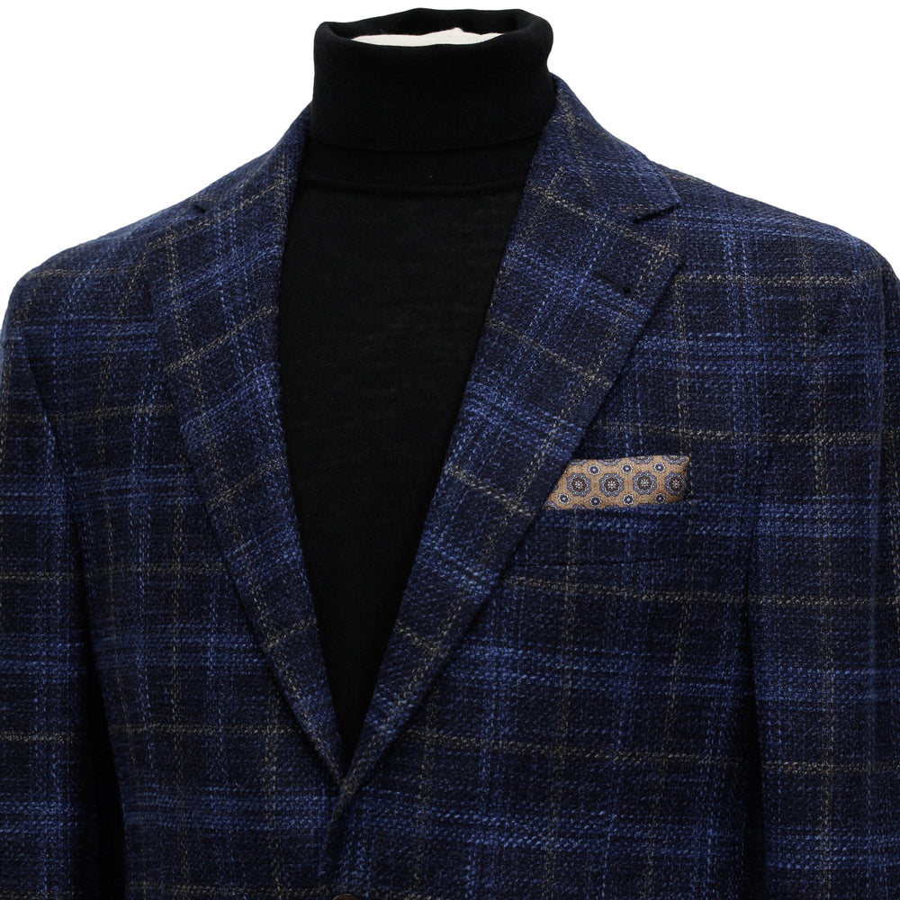 Blue with Yellow Plaid Midland Contemporary Fit Sport Jacket - Jack Victor - Boutique Jacques Last Call