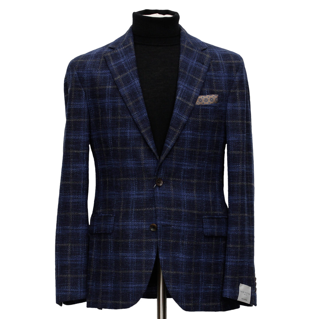 Blue with Yellow Plaid Midland Contemporary Fit Sport Jacket - Jack Victor - Boutique Jacques Last Call