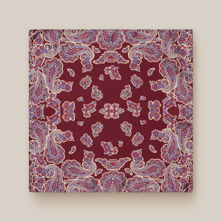 Burgundy & Purple Paisley Silk Pocket Square - ETON