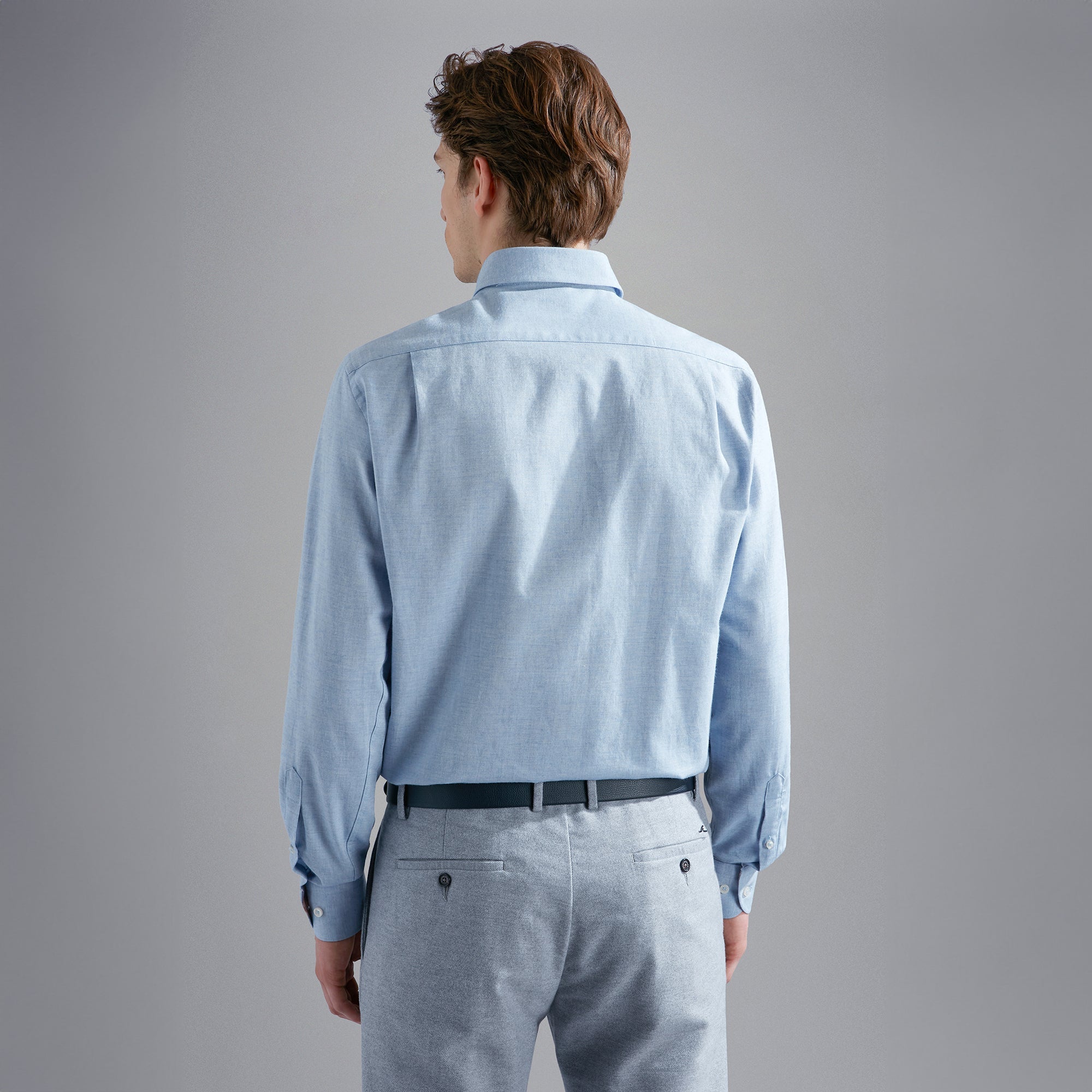Light Blue Flannel Cotton Button-Down Shirt W/ Contrast Trim - Paul & Shark - Boutique Jacques Last Call