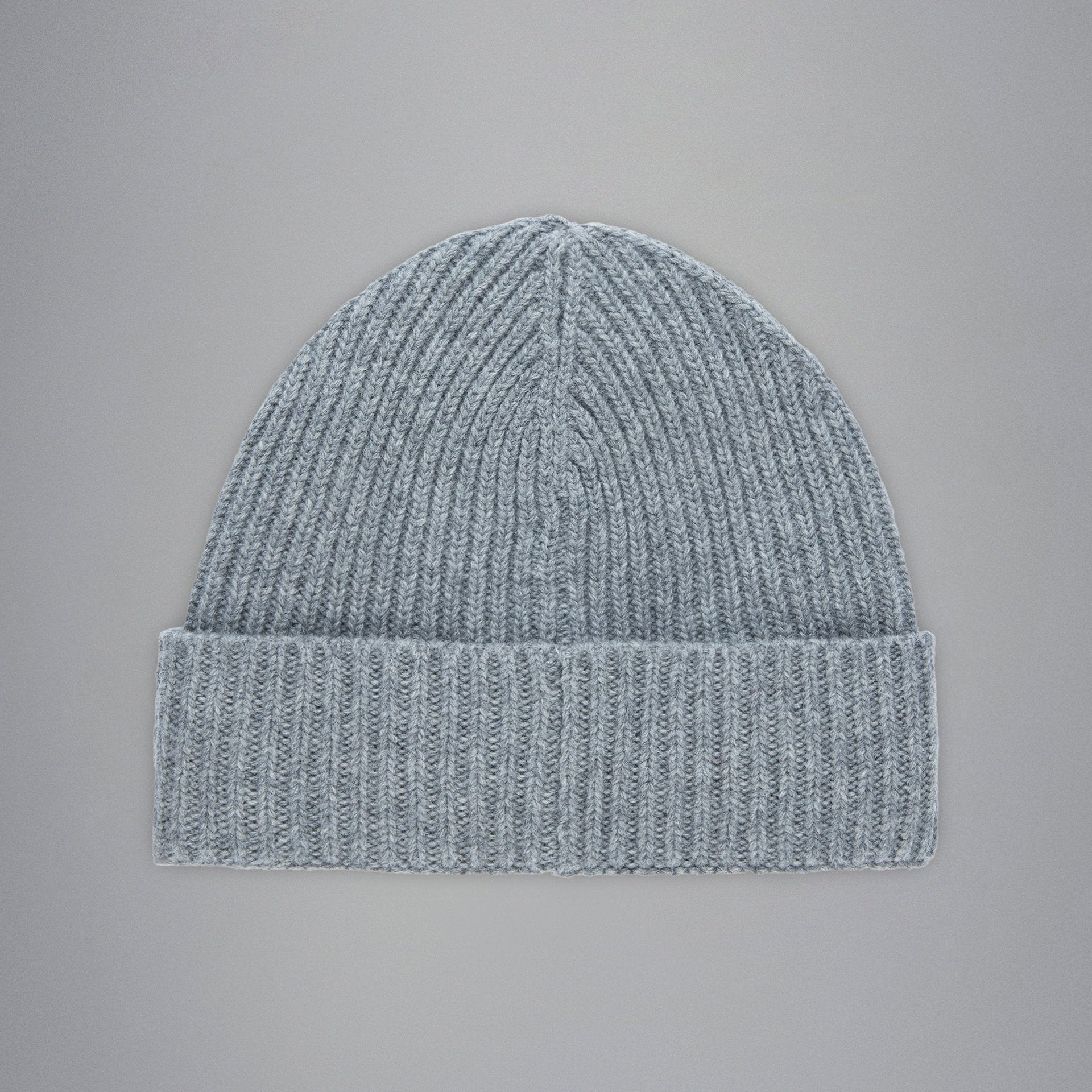Gray Ribbed Knit Re-Wool Beanie with Sueded Leather Badge - Paul & Shark - Boutique Jacques Last Call