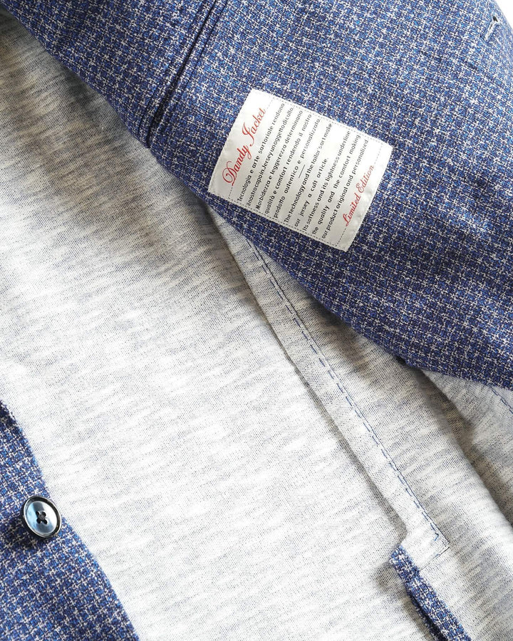 Blue Houndstooth Cotton Unconstructed Contemporary Fit Sport Coat L.B.M 1911 - Boutique Jacques Last Call