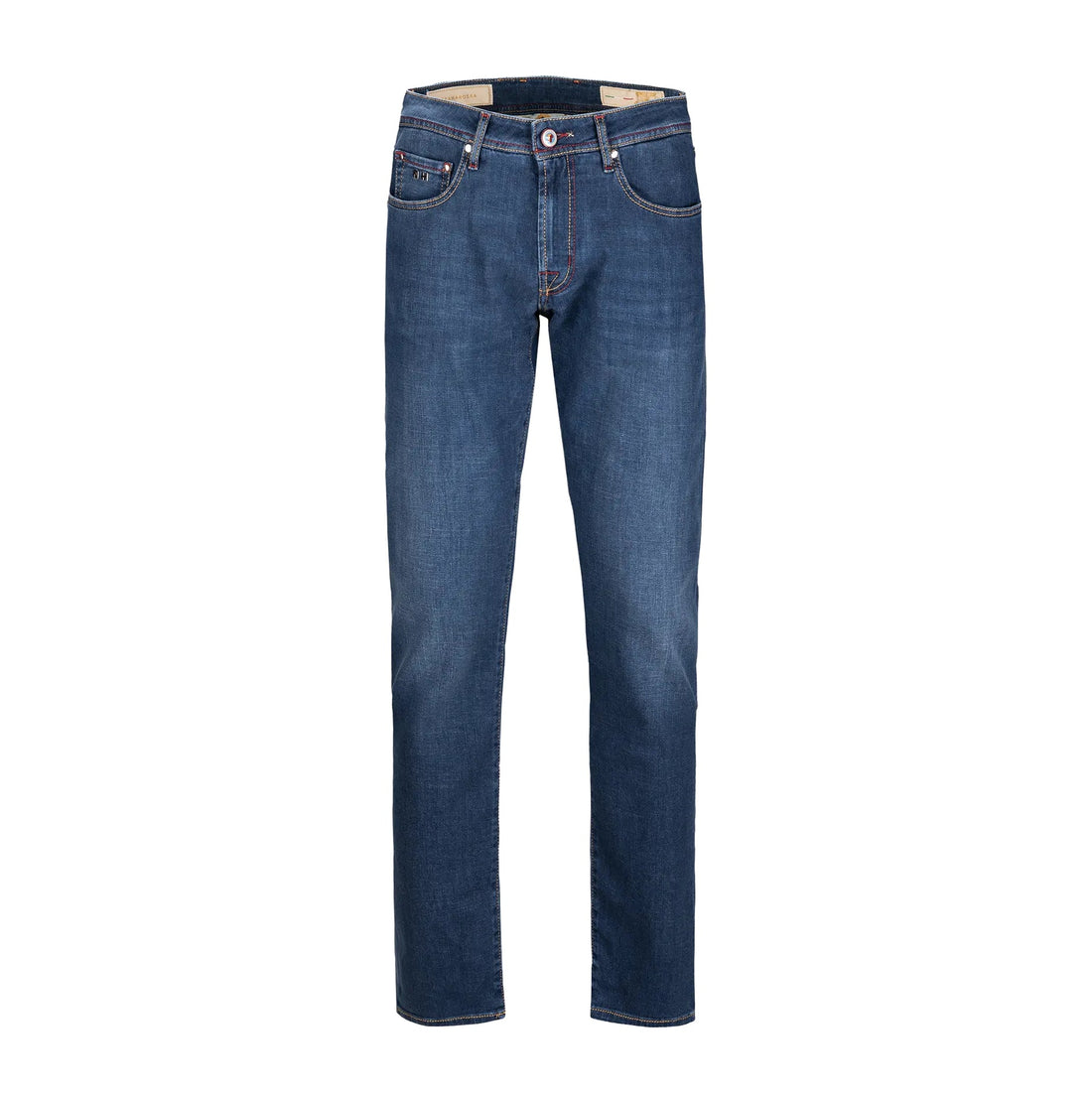 Mid Blue Pop Art Motif Leonardo Slim Fit Super-Stretch Denim - TRAMAROSSA - Boutique Jacques International