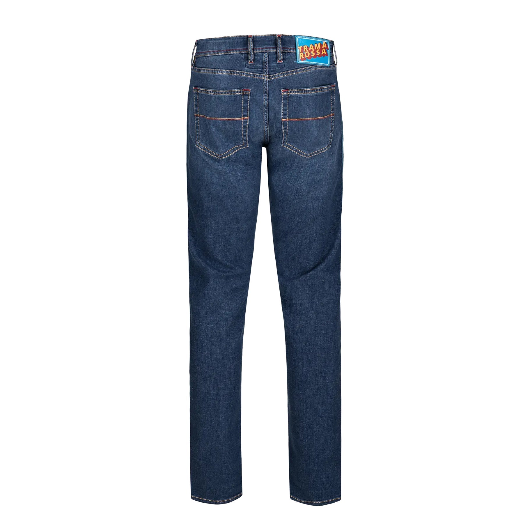 Mid Blue Pop Art Motif Leonardo Slim Fit Super-Stretch Denim - TRAMAROSSA - Boutique Jacques International