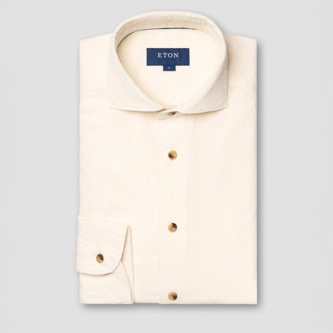 Off-White Fine Wale Corduroy Contemporary Fit Shirt - ETON - Boutique Jacques Last Call