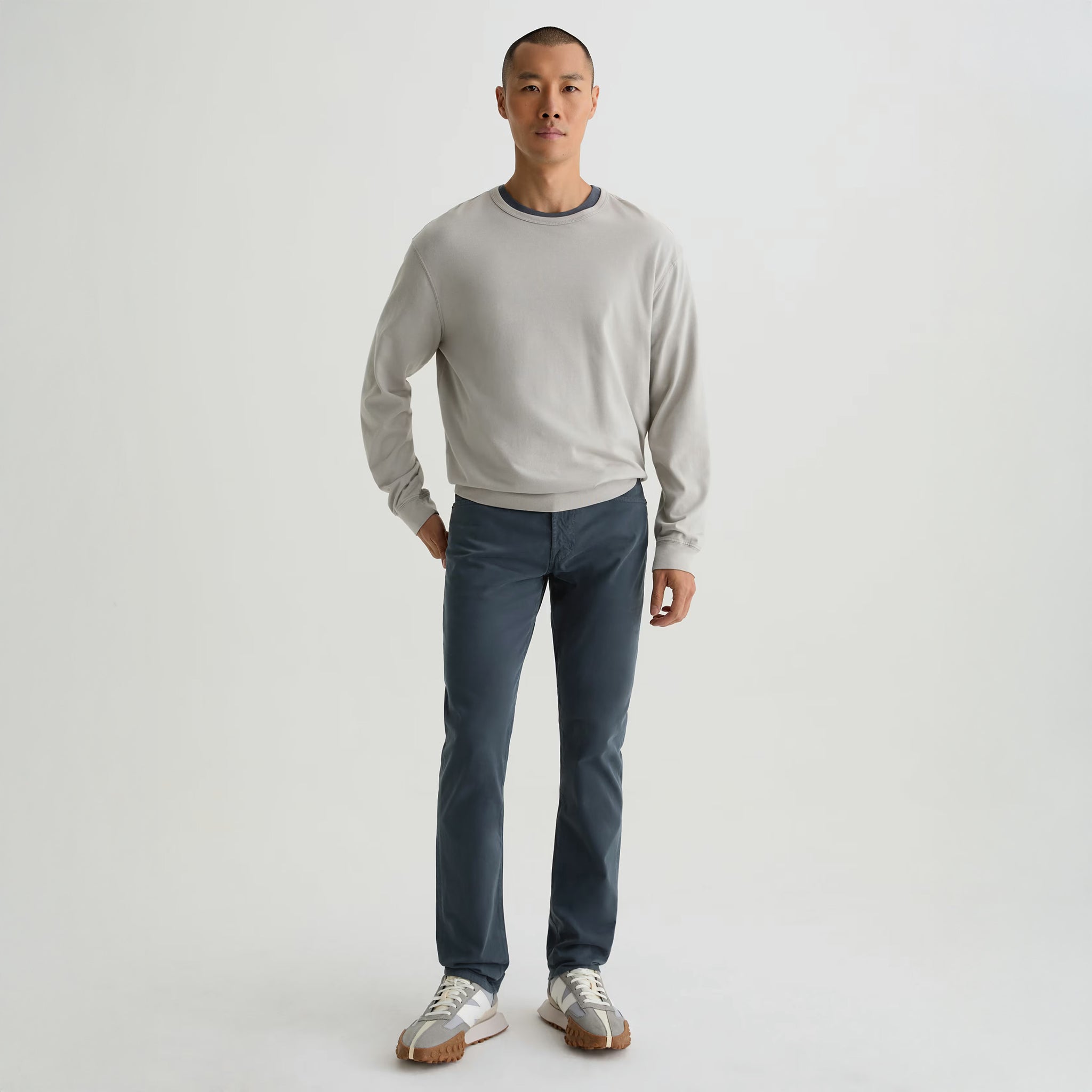 After Dusk (Steel Blue) Sueded Tellis Modern Slim Fit Pants - AG Jeans