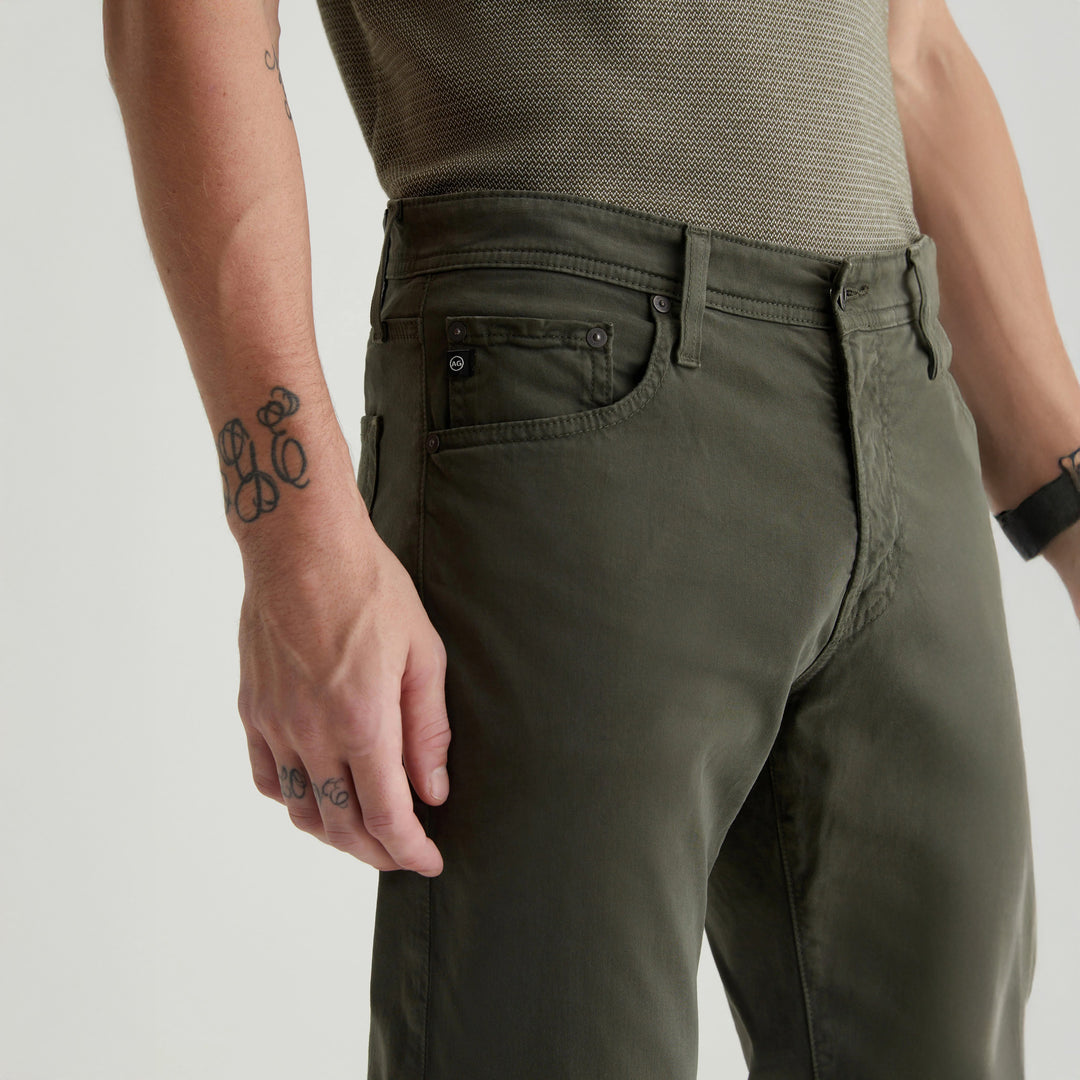 Forest Moss (Green) Sueded Tellis Modern Slim Fit Pants - AG Jeans