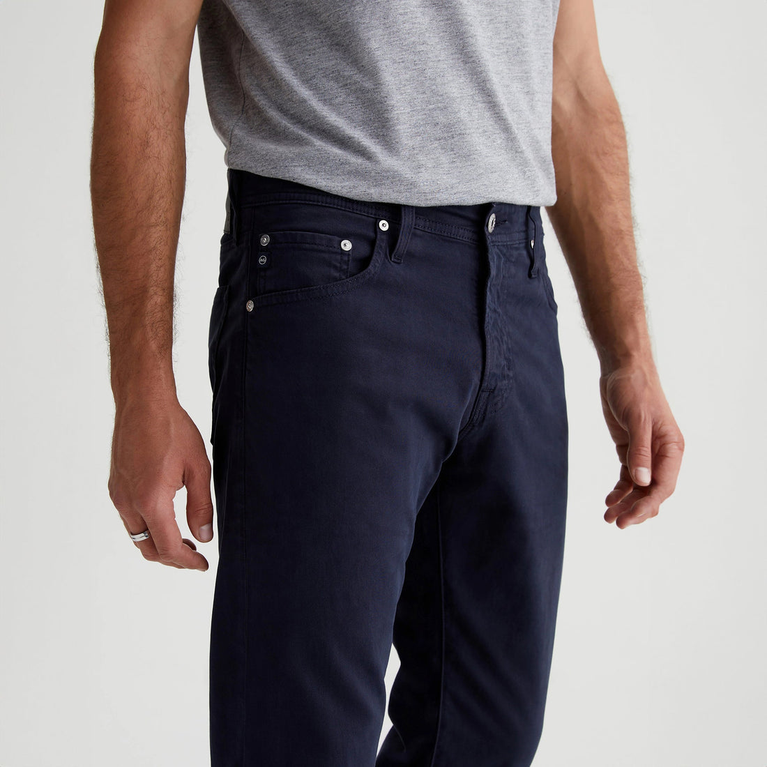 New Navy Modern Slim Tellis Sueded Pants - AG