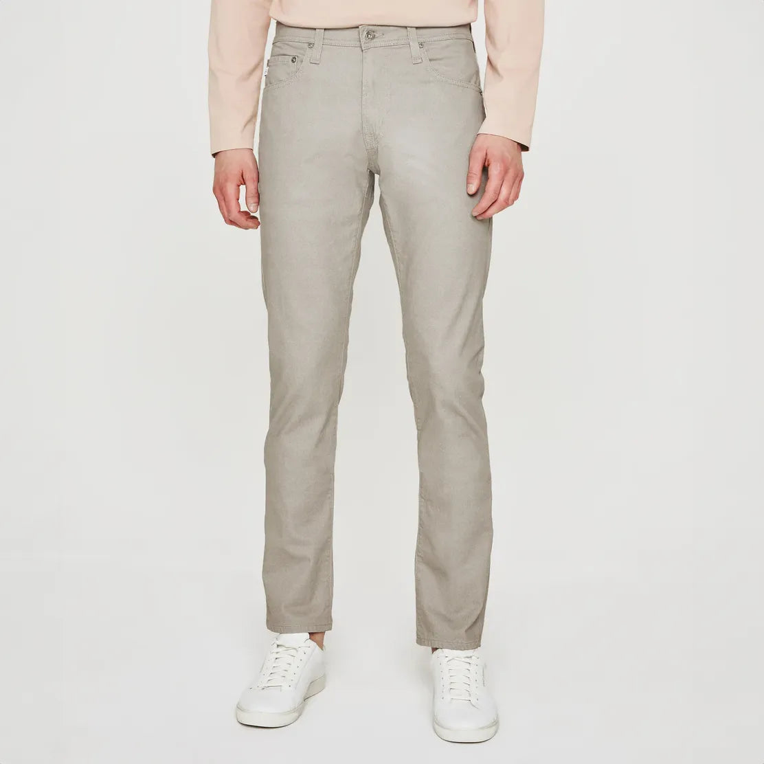 Culver Taupe Herringbone Patterned Modern Slim Tellis Sueded Pants - AG - Boutique Jacques Last Call