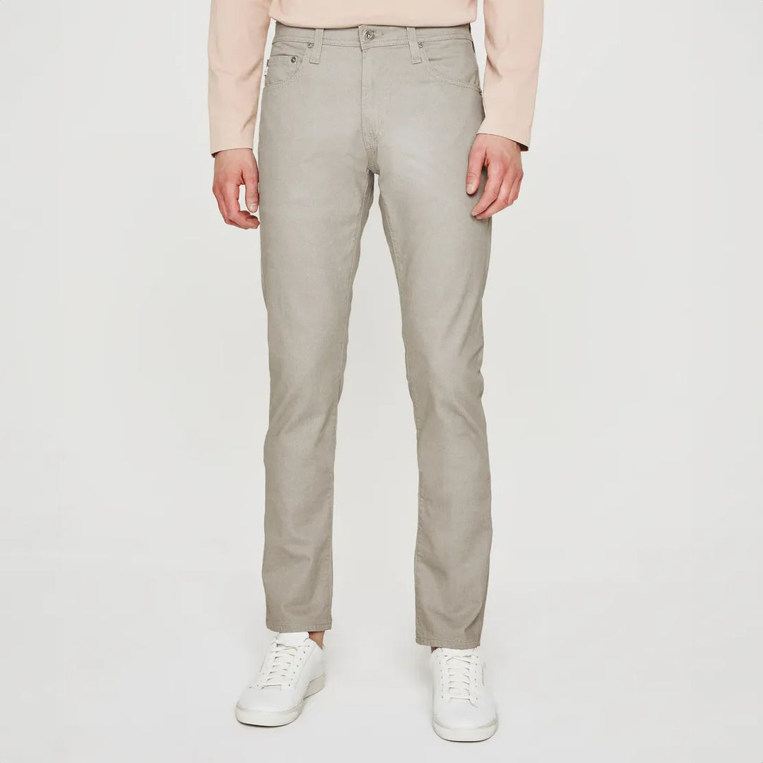 Culver Taupe Herringbone Patterned Modern Slim Tellis Sueded Pants - AG