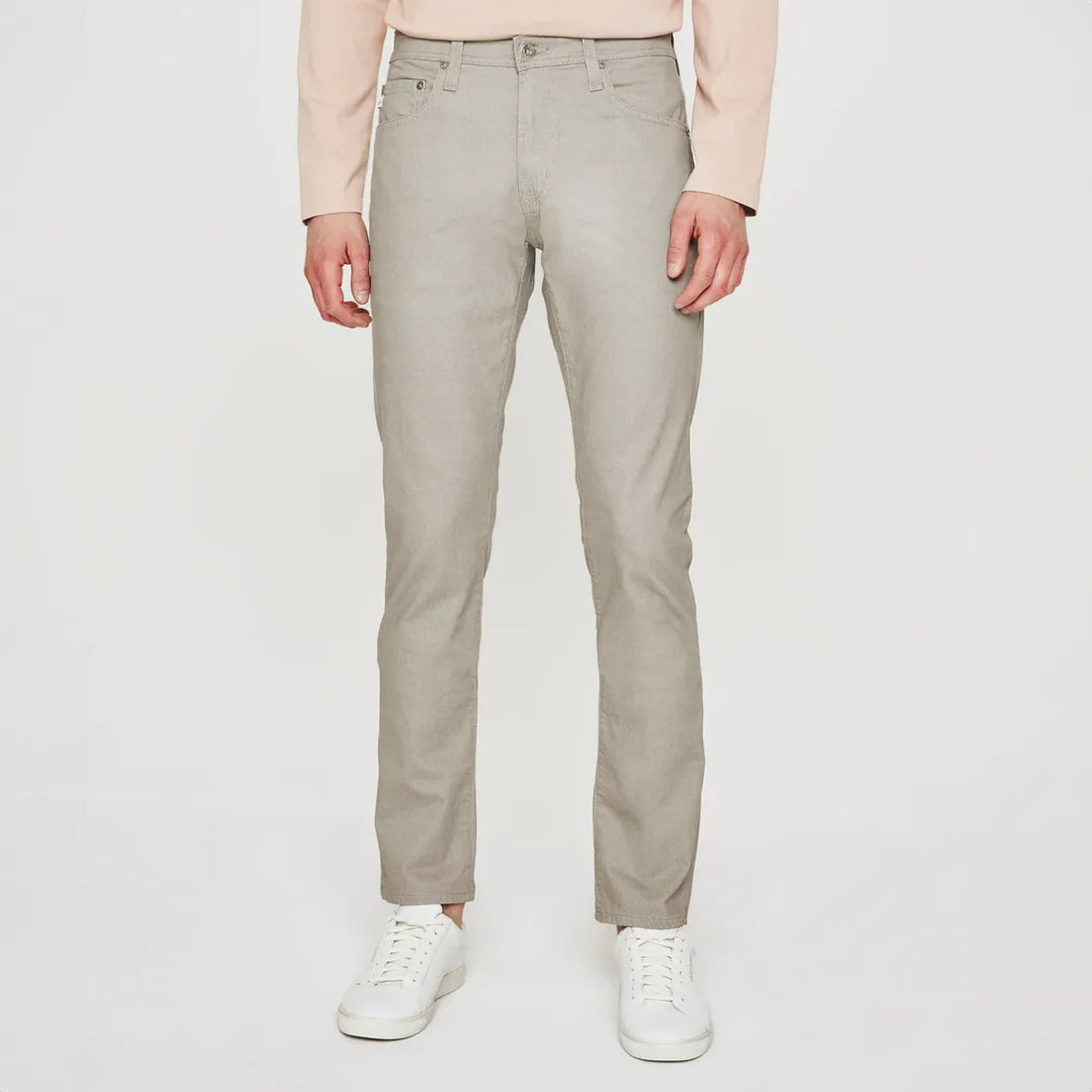 Culver Taupe Herringbone Patterned Modern Slim Tellis Sueded Pants - AG - Boutique Jacques Last Call