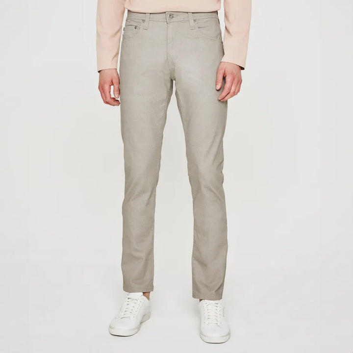 Culver Taupe Herringbone Patterned Modern Slim Tellis Sueded Pants - AG