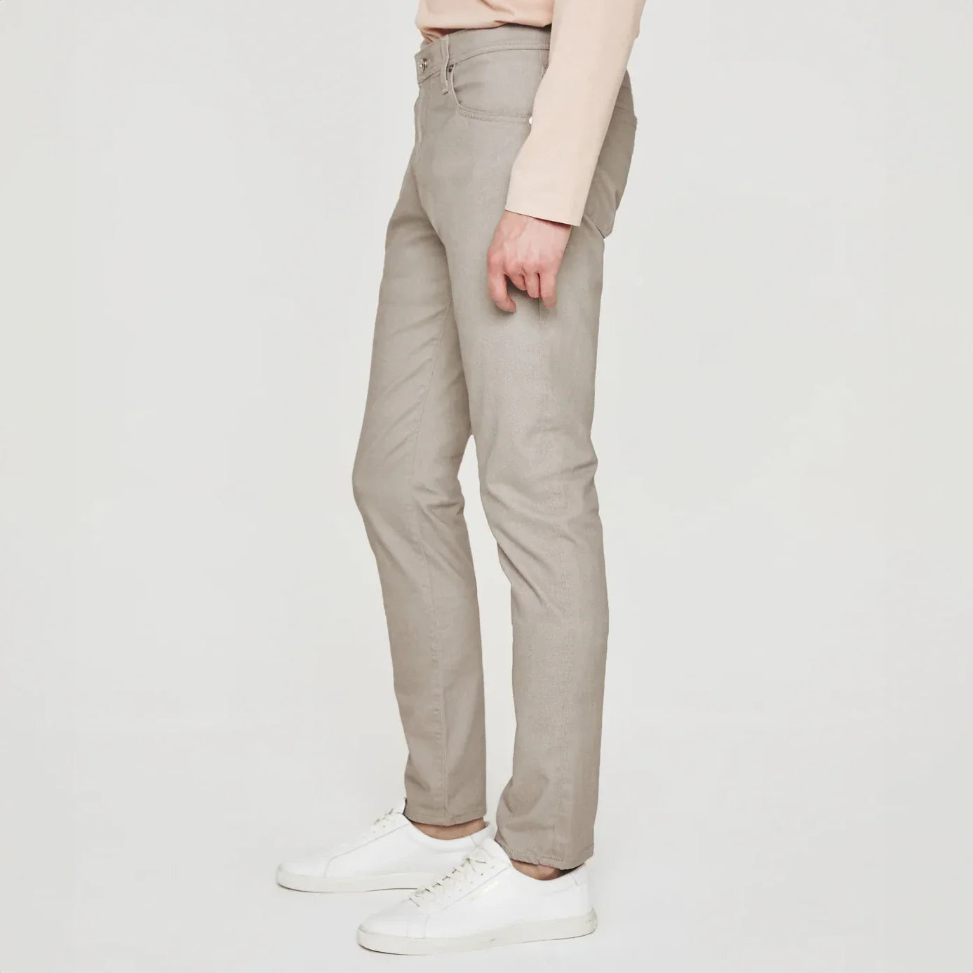 Culver Taupe Herringbone Patterned Modern Slim Tellis Sueded Pants - AG - Boutique Jacques Last Call