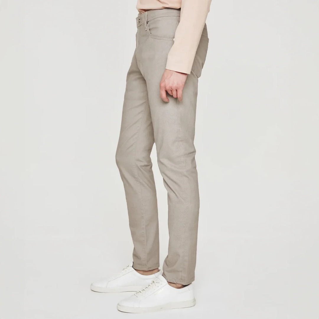 Culver Taupe Herringbone Patterned Modern Slim Tellis Sueded Pants - AG