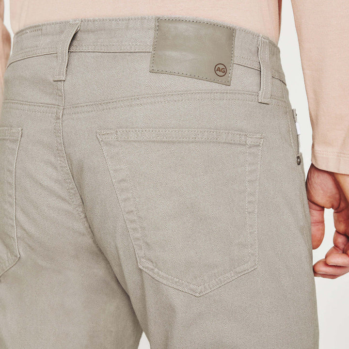 Culver Taupe Herringbone Patterned Modern Slim Tellis Sueded Pants - AG