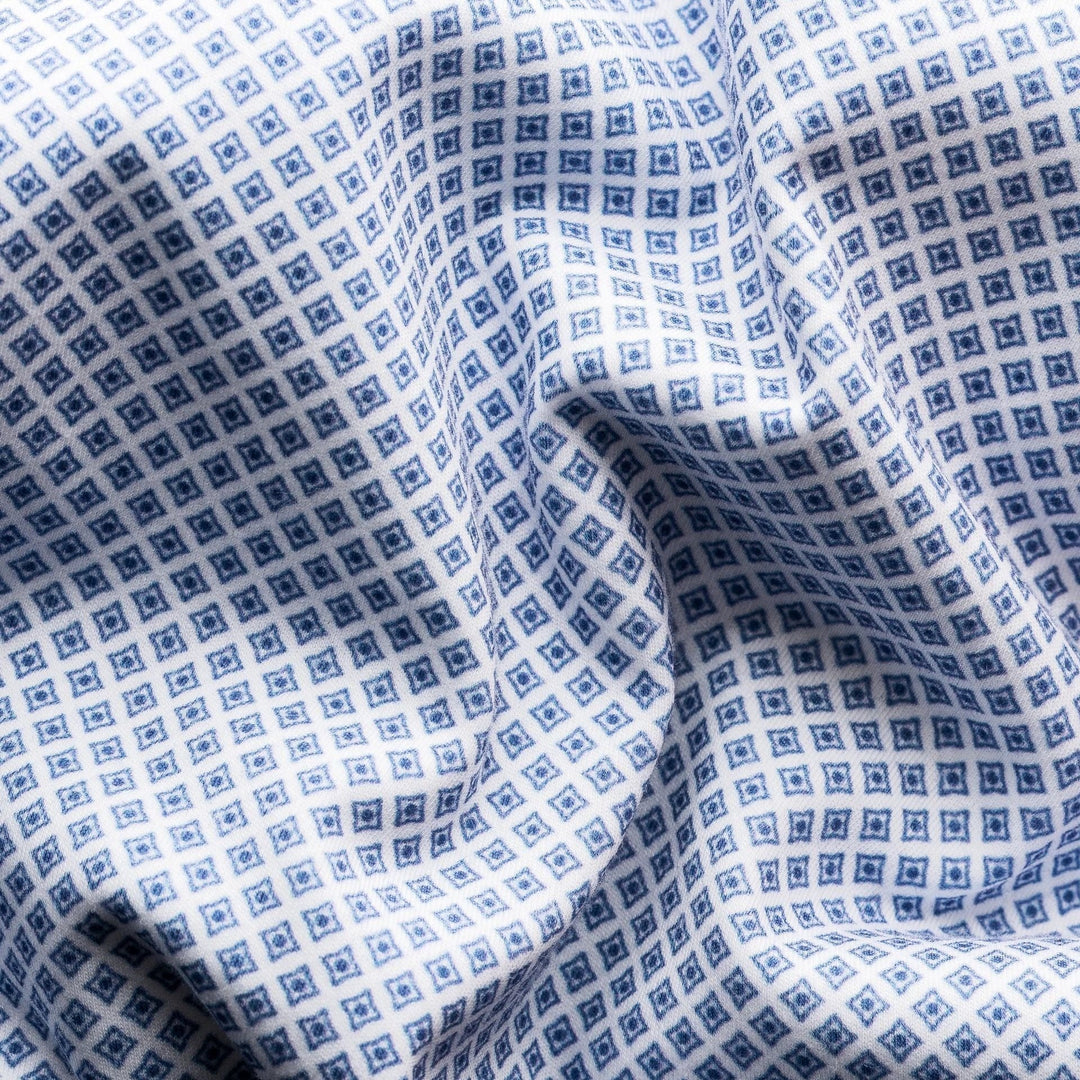 Light Blue Geometric Cotton Four-Way Stretch Slim Fit Shirt - ETON