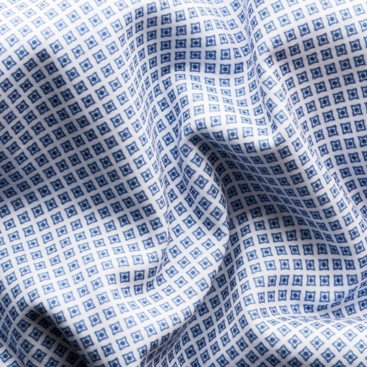 Light Blue Geometric Cotton Four-Way Stretch Slim Fit Shirt - ETON