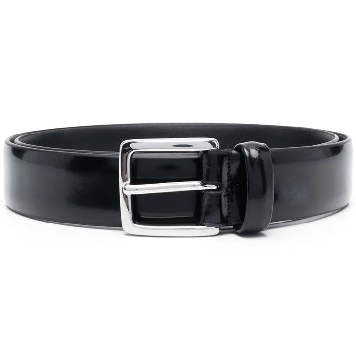 Black Nappa Calf Leather Belt with Squared Buckle - Anderson's