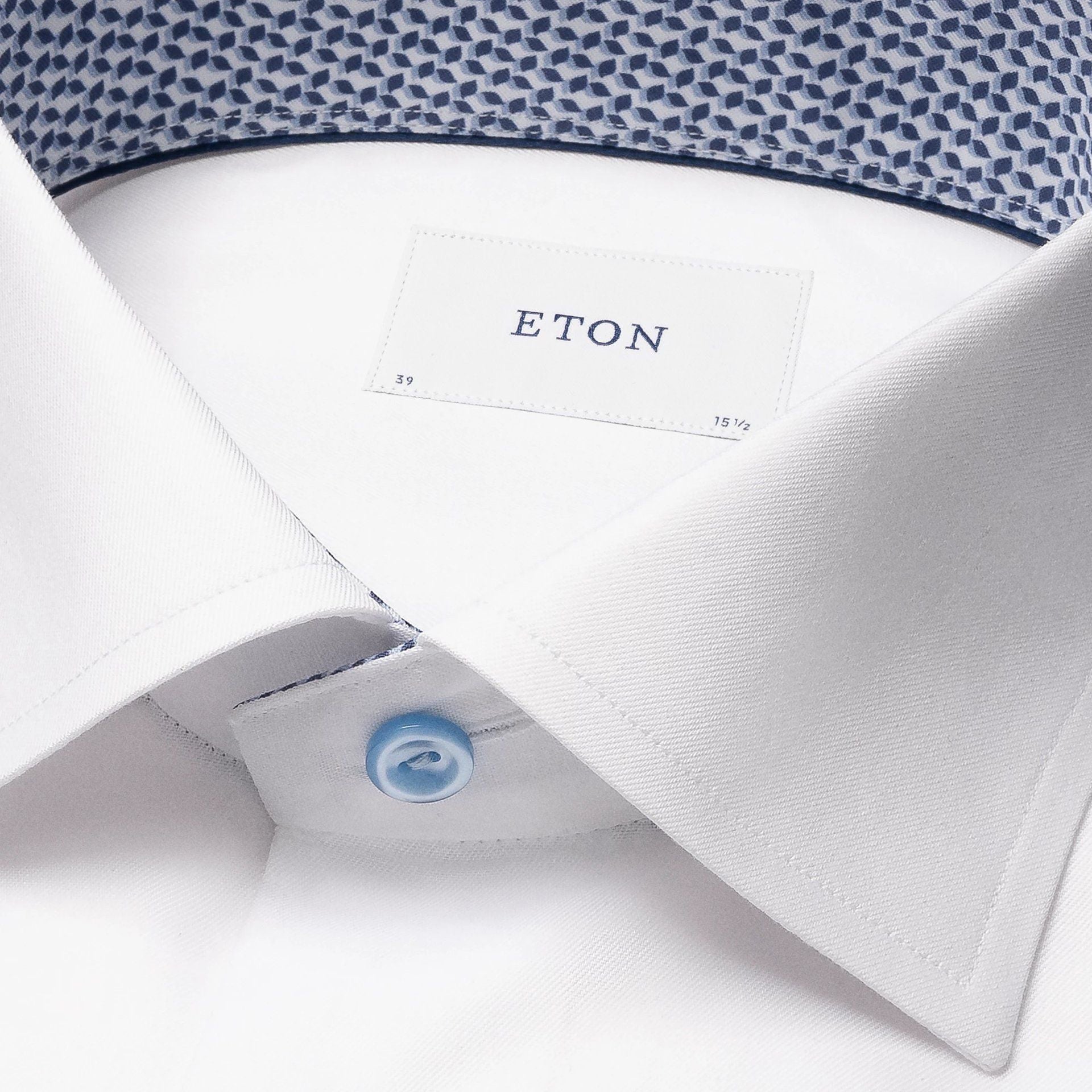 White Solid Geometric Effect Signature Twill Slim Fit Shirt